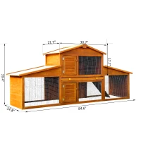 PawHut 85x25x39inch Deluxe Wooden Rabbit Hutch Backyard Bunny Cage Chicken Coop Small Animal Living House with Outdoor Run(m-3)