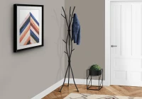 Monarch 74" Modern Tree Branch Inspired 12-Hook Metal Coat Tree Hanger Rack - Hammered Black Finish(m-2)