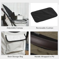 PawHut Travel Pet Stroller for Dogs, Cats, One-Click Fold Jogger Pushchair with Aluminum Frame, EVA Wheels, Brakes, Basket Storage, Safety Belts, Adjustable Canopy, Zippered Mesh Window Door, Beige(m-7)