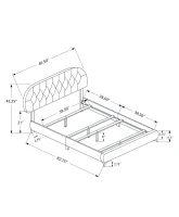 Monarch Twin Size Contemporary Upholstered Bed Frame with Padded Diamond Tufted Headboard and Chrome Legs - White Leather Look(m-3)