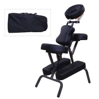 HomCom 3" Foam Portable Massage Chair PU Leather Spa Beauty Chair Black(m-2)