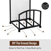 HOMCOM 4-Piece Iron Firewood Rack Wood Rack Tools Set: Brush  Shovel  Tong  Hook Black(m-6)