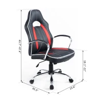 HOMCOM High Back Executive Racing Office Chair PU Leather Swivel Computer Desk Seat Black and Red(m-2)