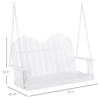 Outsunny 47'' 2-Seater Hanging Porch Swing, Outdoor Patio Swing Bench with Wooden Build, Water-Fighting Protection, & Classic Style, 440 lb Weight Capacity, White(m-3)