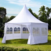 Outsunny Pagoda Party Tent w/ Removable Sidewalls Wedding Outdoor Gazebo Canopy White(m-6)