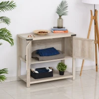 HOMCOM Elegant 2-Door Wooden Storage Hutch Cabinet with Bottom Shelf, Versatile Oak Finish, Ideal for Kitchen & Dining Room(m-8)