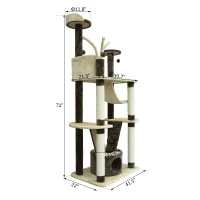 PawHut 71-inch Multilevel Condo Cat Tree Scratching House(m-3)