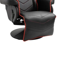 Vinsetto High Back Racing Style Gaming Chair, PU Leather Gamer Recliner Chair with Swivel Pedestal Base, Adjustable Footrest, and Head Pillow, Black(m-4)