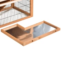 PawHut 53" Wooden Rabbit Hutch Bunny House Poultry Cage With Outdoor Run, Removable Tray, Ramp and Weatherproof Roof(m-18)