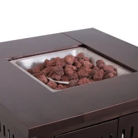 Outsunny 38" Square Convertible Gas Fire Pit Table Outdoor Patio Propane Fire Flame Dining Table 40,000 BTUs w/ Cover(m-6)