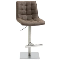 HOMCOM Vintage PU Leather Bar Stool with Stainless Steel Base, Adjustable Counter Height Bar Chair Swivel Barstool with Back, Footrest, Brown(m-11)