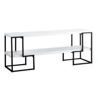 Monarch 60" Contemporary Thick Design Shelves Open Storage Console TV Stand - White Finish(m-1)