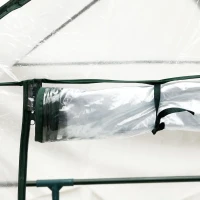 Outsunny 56" x 29" x 77" Mini Greenhouse Walk-in Greenhouse Garden Hot House with 2-Tier Shelving, Roll-Up Door & Weather Cover(m-10)