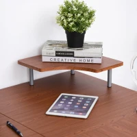 HOMCOM L-Shaped Corner Computer Office Desk Workstation with Elevated Shelf, Rolling Keyboard Tray, & Convenient CPU Stand, Brown(m-15)