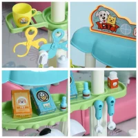 Qaba 43 PCS Pet Vet Dentist Playset Kids Medical Toy Set Doctor Kit Pretend Play(m-9)
