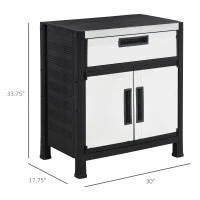 Outsunny Storage Sheds Outdoor Cabinet for Garden Tool with Adjustable Shelves, Ample Drawer with Waterproof PP & Galvanized Steel for Indoor/Outdoor Use(m-3)