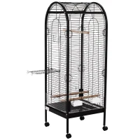 PawHut Metal Bird Parrot Cage With Rolling Standing 5ft w/ perches and bowls Black(m-9)