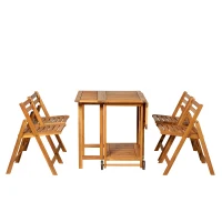 Outsunny 5pcs Acacia Wood Dining Set Expandable Table Compact Folding Chair(m-4)