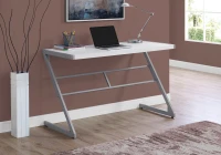 Monarch 48" Contemporary Z-Shaped Laminate Top Computer Writing Desk - White / Silver(m-2)