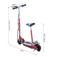 Qaba Adjustable Folding Electric Seated E-Scooter Battery Powered Motorized Bike Electric Scooter with Seat Red(m-3)
