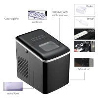 HOMCOM Portable Countertop Ice Maker Machine, 9 Cubes in 8 Minutes, Ice Machine for Freezer 27lbs/24H, Automatic Cleaning with Scoop and Basket for Kitchen Home Office Bar(m-6)