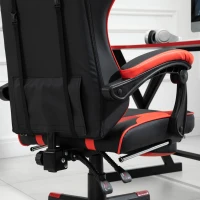 Vinsetto High Back Gaming Chair, PU Leather Racing Style Gamer Computer Chair with Retractable Footrest with Lumbar Support, Pillow and Adjustable Padded Armrests, Red(m-15)