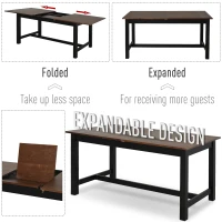 HomCom Expandable Folding Kitchen Dining Table with Elegant Natural Wood Design & Sturdy Construction - Walnut(m-4)