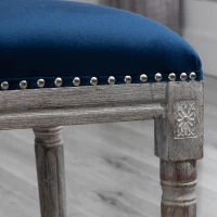 HOMCOM Vintage Upholstered Dining Chairs Set Of 2 with Nailhead Trim , Thick Padded Seat Cushions, and Wood Legs, Blue(m-17)