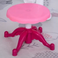 Qaba Kids Vanity Set, Pretend Play Girls Makeup Vanity with Lights, Music, Hair Dryer and Makeup Accessories, Pink(m-10)