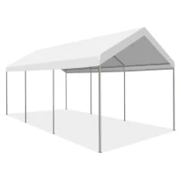 Outsunny 10' x 20' Heavy Duty Outdoor Carport Awning/Canopy with Weather-Fighting Material & Anchor Kit, White(m-9)