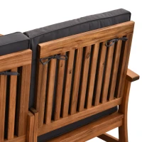 Outsunny 6 Piece L Shape Garden Sofa Set Solid Acacia Wood Garden Furniture Set with a Coffee Table for Yard and Bistro, Gray(m-12)