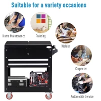 DURHAND Rolling Tool Cart  Toolbox  Tool Organizer with Open Lid and 2 Sliding Drawers(m-6)
