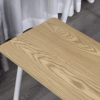 HOMCOM 3 PCs Table Dining Set With 2 Matching Benches P2 Grade MDF Steel Legs Dining Room - Natural(m-7)