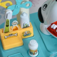 Qaba 43 PCS Pet Vet Dentist Playset Kids Medical Toy Set Doctor Kit Pretend Play(m-13)