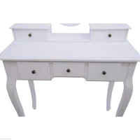 HomCom Dressing Table Stool Makeup Mirror Wood Dresser Antique Style Shabby Chic with Vanity Mirror & Stool - White(m-12)