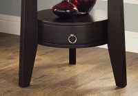 Monarch 23" Round Elegant 2-Tier Wood Grain-Look Storage Drawer Accent Side Table - Cappuccino Brown Finish(m-3)