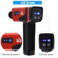 HOMCOM Handheld Massaging Gun Deep Tissue Muscle Massager  Super Quiet (20 Speed and 6 Heads)  with Travel Case(m-5)