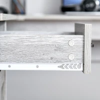 HOMCOM L-Shaped Desk with Hutch, Computer Desk with Drawers, Home Office Corner Desk Study Workstation Table with Storage Cabinets Shelves, Grey(m-15)