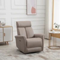 HOMCOM Modern Electronic Power Recliner with 360 Swivel Rotation, USB Charging Port and Footrest, Brown(m-2)