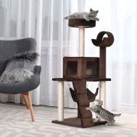 PawHut 51”H Cat Tree Scratching Multi-level Tower Kitten Condo Play House Brown(m-1)