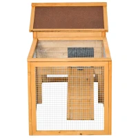 PawHut 62" Large Outdoor Log Cabin Rabbit Cage Small Animal Hutch with Run and Ramp(m-9)