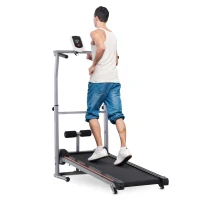 Soozier 2-in-1 Portable Manual Walking Treadmill Sit-up Station for Cardio Fitness Exercise(m-1)