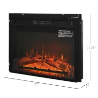 HOMCOM Electric Fireplace Insert for Wood Cabinets with Realistic Flame Effect and Automatic Shut-Off, Black(m-3)