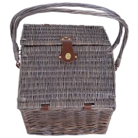 Outsunny Double-Lid Wicker Picnic Basket for 4 People Cutlery Plate Wine Glass(m-4)