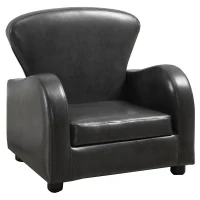 Monarch Kids' Padded Upholstered Leather-Look Accent Arm Chair - Charcoal Grey(m-1)
