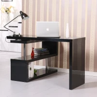 Corner Desk Set Shelves Home Furniture Wood Storage Organizer Study Office Black(m-8)