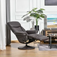 HOMCOM Manual Recliner, Swivel Lounge Armchair with Side Pocket, Footrest and Cup Holder for Living Room, Brown(m-9)