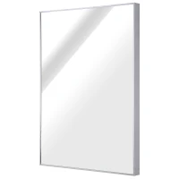 kleankin 24”Lx32”W Wall Mounted Bathroom Vanity Wall Mirror Rectangular Aluminum Alloy Frame Horizontal/Vertical Hanging(m-1)