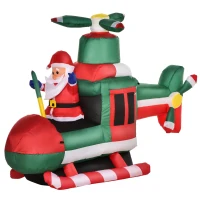 HOMCOM 5FT Christmas Inflatable Santa Claus Flying Helicopter with Built-in LED Lights, Outdoor Indoor Blow up Holiday Yard Decorations(m-10)