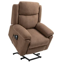 HOMCOM 152° Adjustable Electric Power Lift Recliner Massage Chair Linen Surface w/ 8 Vibration Points 2 Remote Living Room Office Furniture - Brown(m-1)